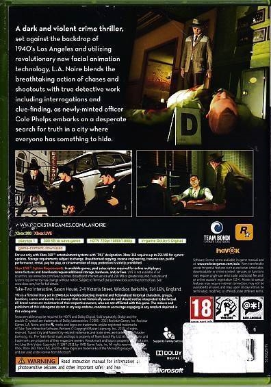 LA Noire - XBOX 360 (B Grade) (Genbrug)